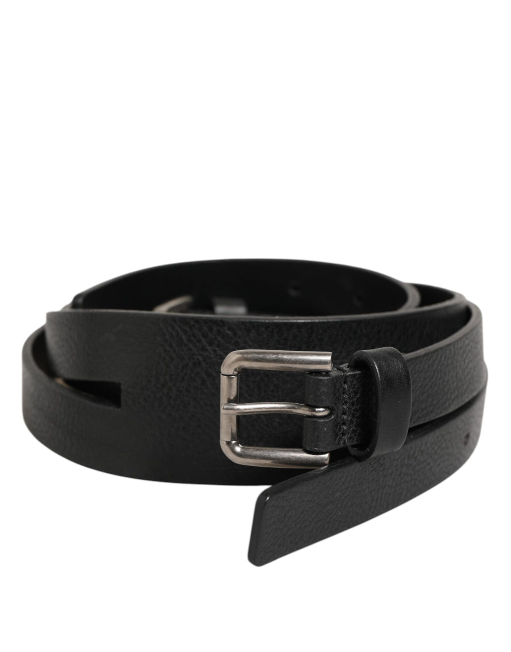 Dolce & Gabbana Black Double-Strap Leather Belt with Gold Buckle