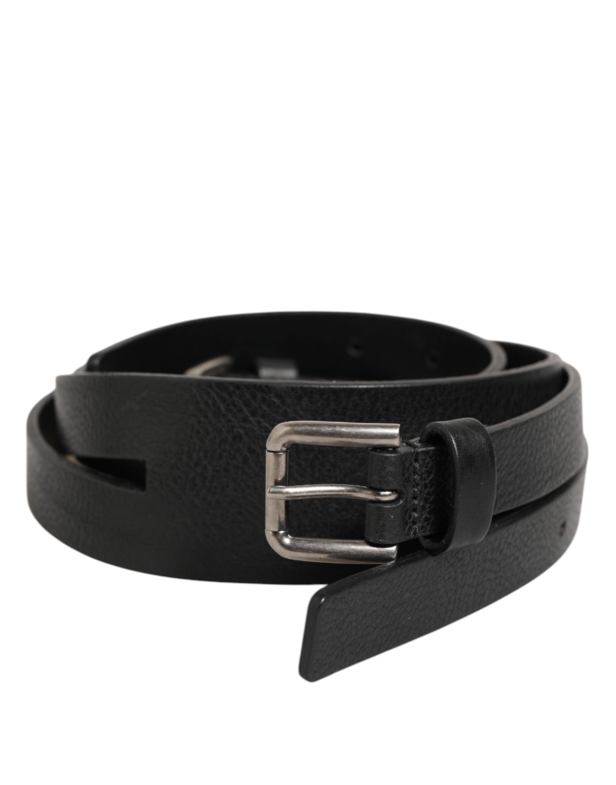 Dolce & Gabbana Black Double-Strap Leather Belt with Gold Buckle