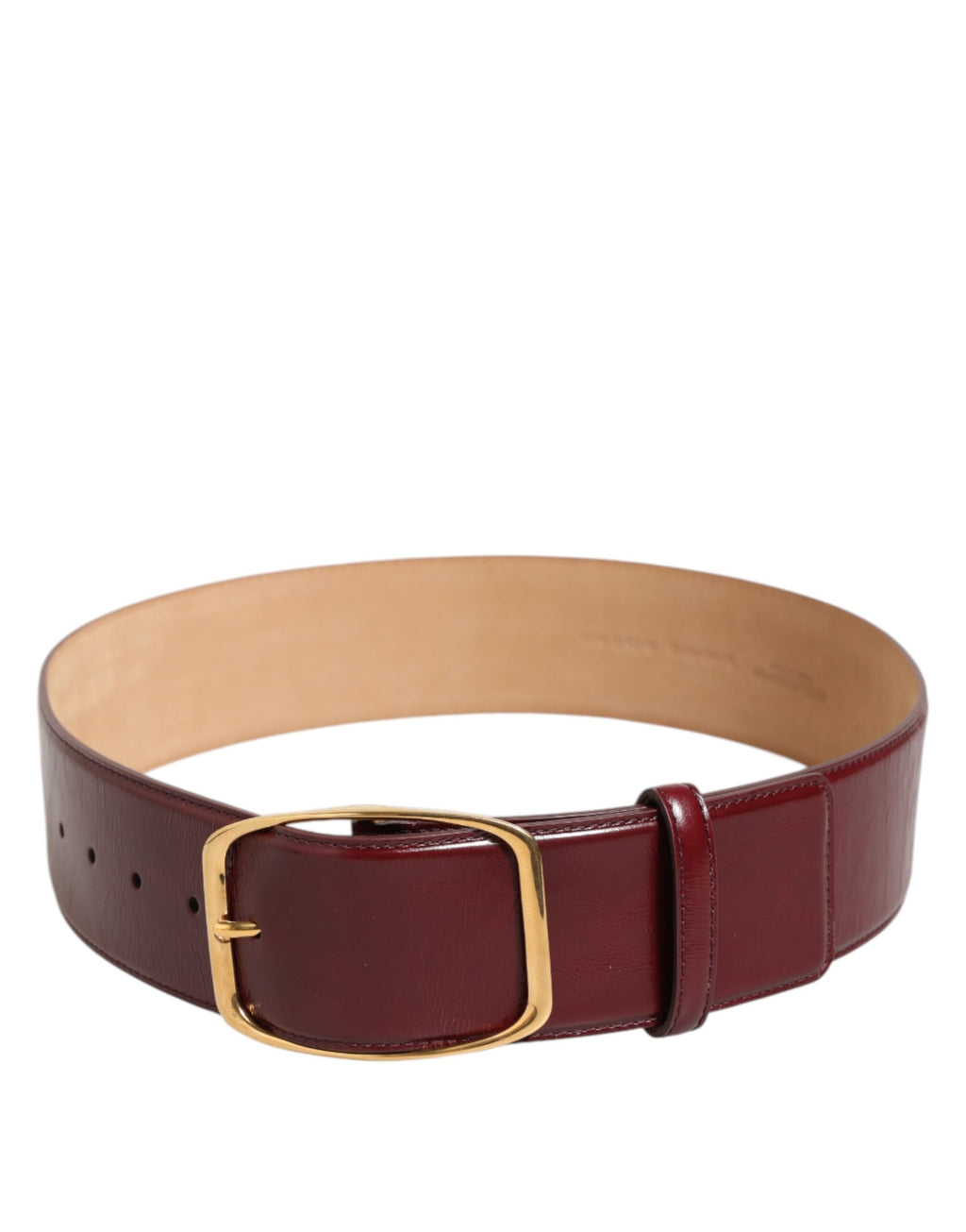 Dolce & Gabbana Burgundy Leather Belt with Gold Metal Buckle for Women