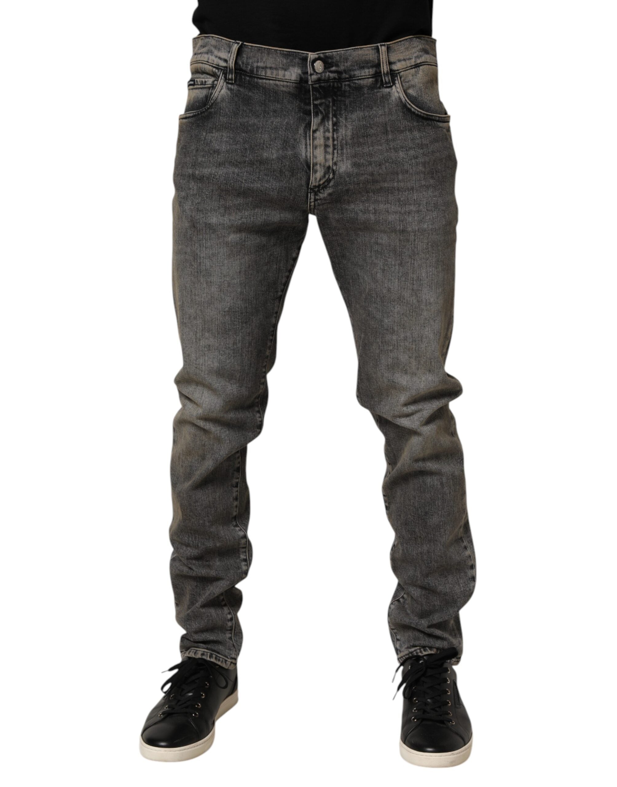 Dolce & Gabbana Gray Cotton Stretch Slim Fit Men's Denim Jeans