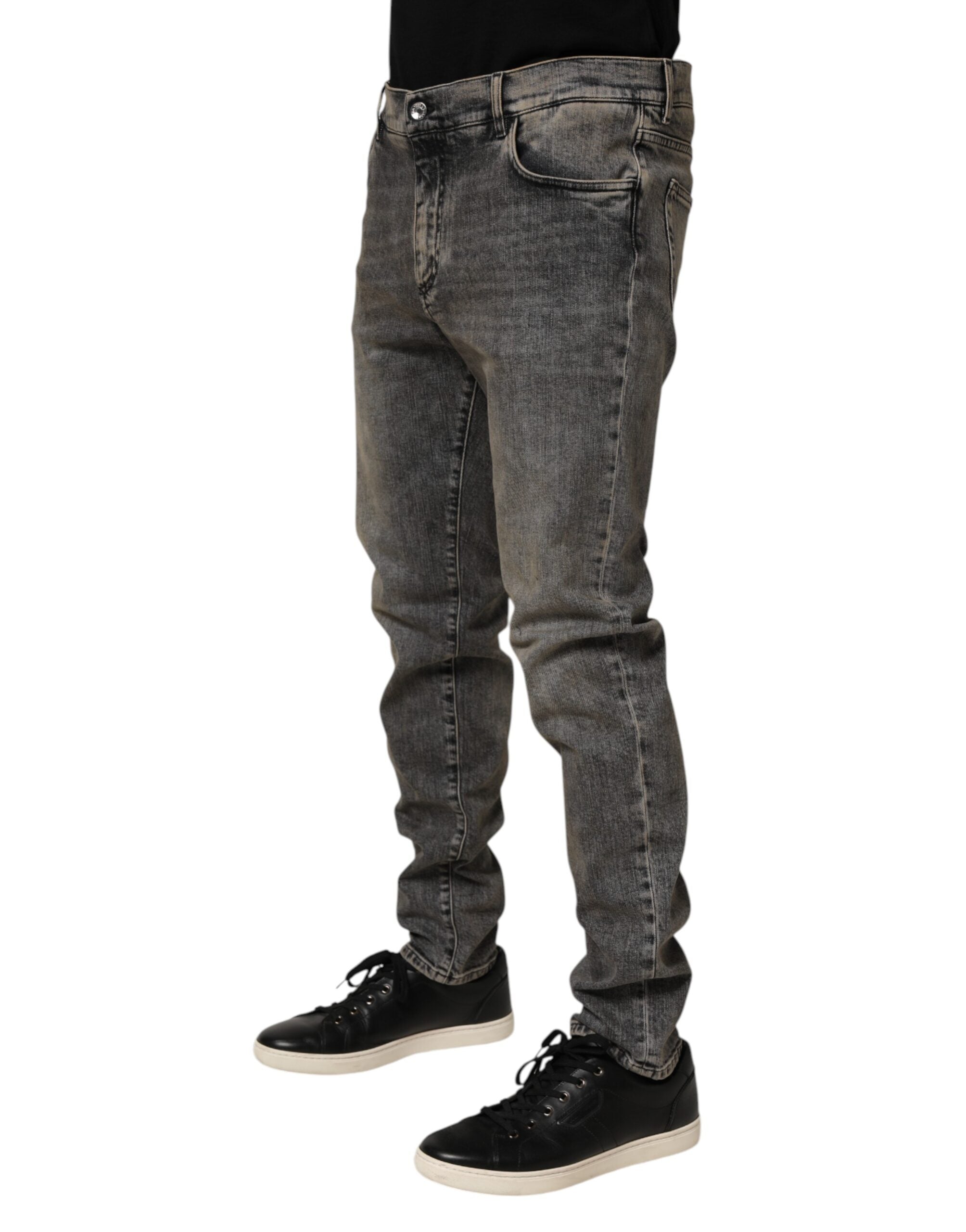 Dolce & Gabbana Gray Cotton Stretch Slim Fit Men's Denim Jeans