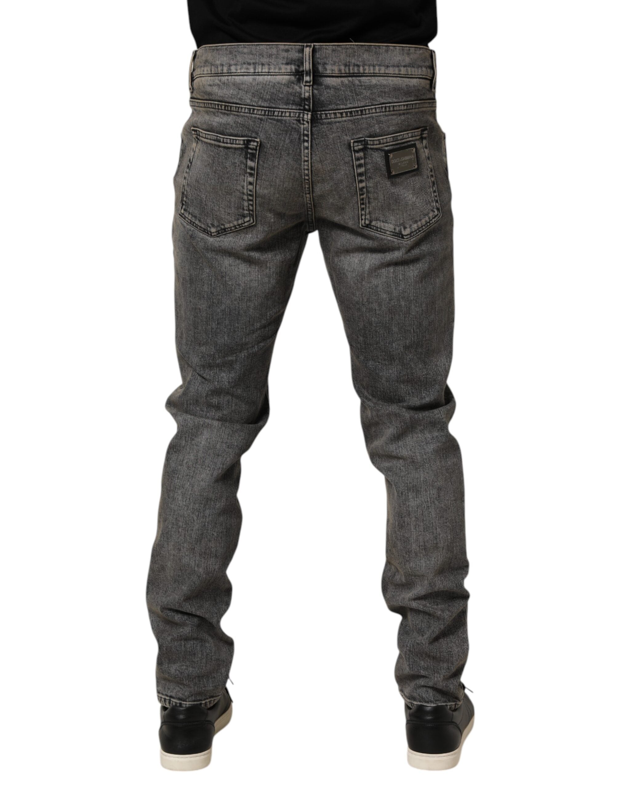 Dolce & Gabbana Gray Cotton Stretch Slim Fit Men's Denim Jeans