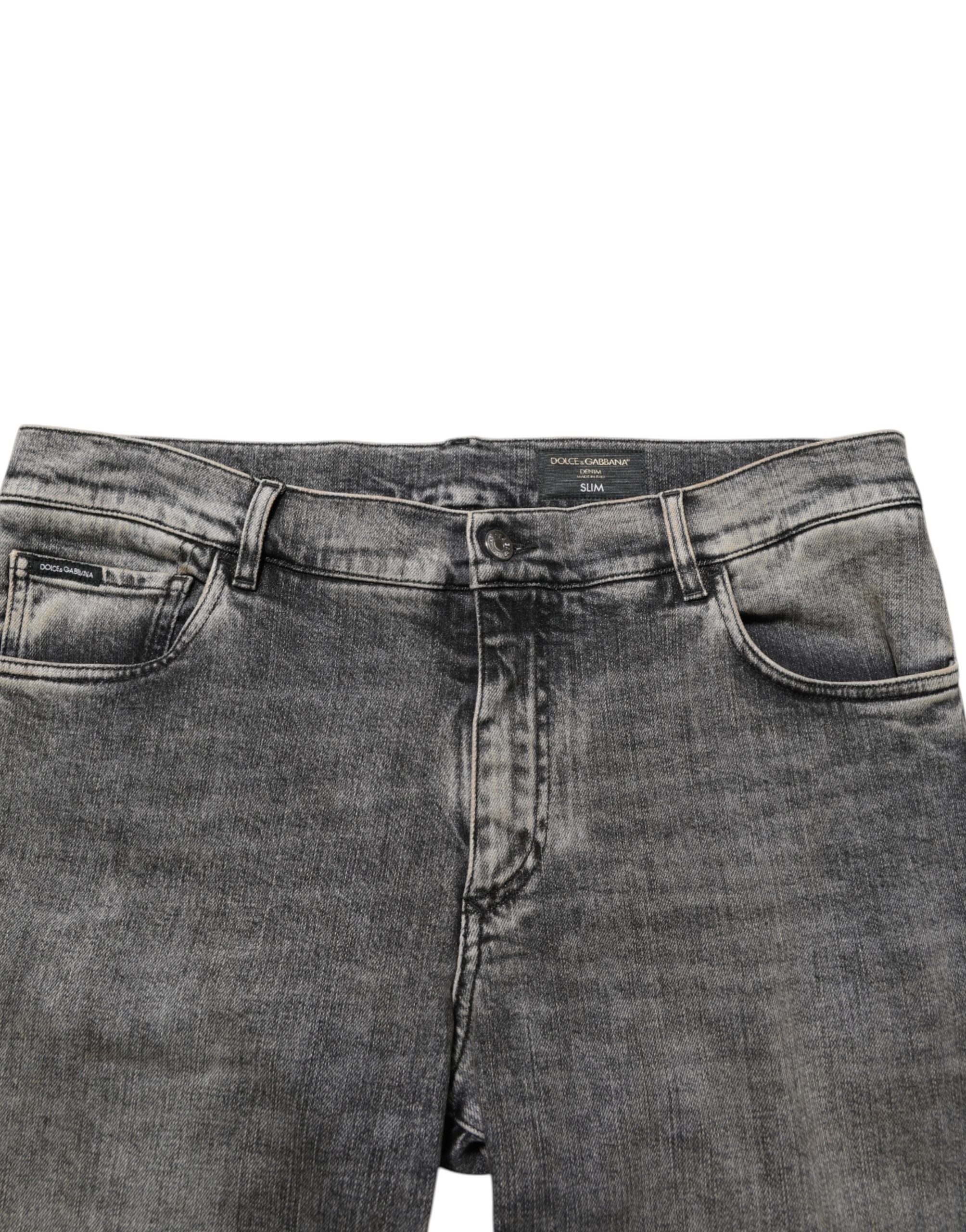 Dolce & Gabbana Gray Cotton Stretch Slim Fit Men's Denim Jeans