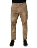 Dolce & Gabbana Beige Cotton Loose Distressed Men's Denim Jeans