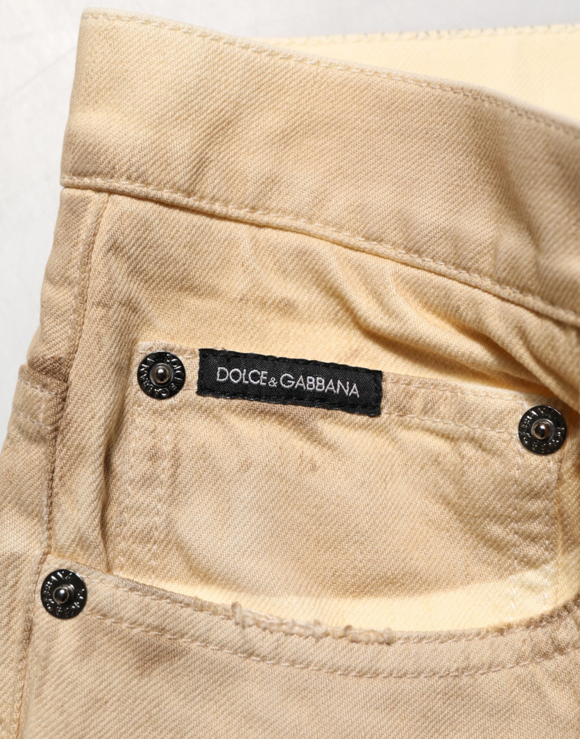 Dolce & Gabbana Beige Cotton Loose Distressed Men's Denim Jeans