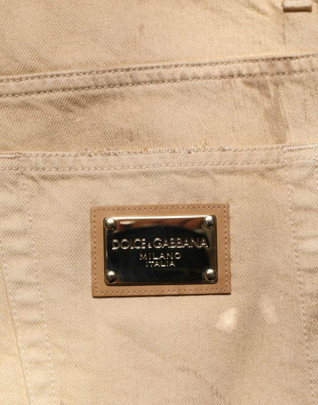 Dolce & Gabbana Beige Cotton Loose Distressed Men's Denim Jeans