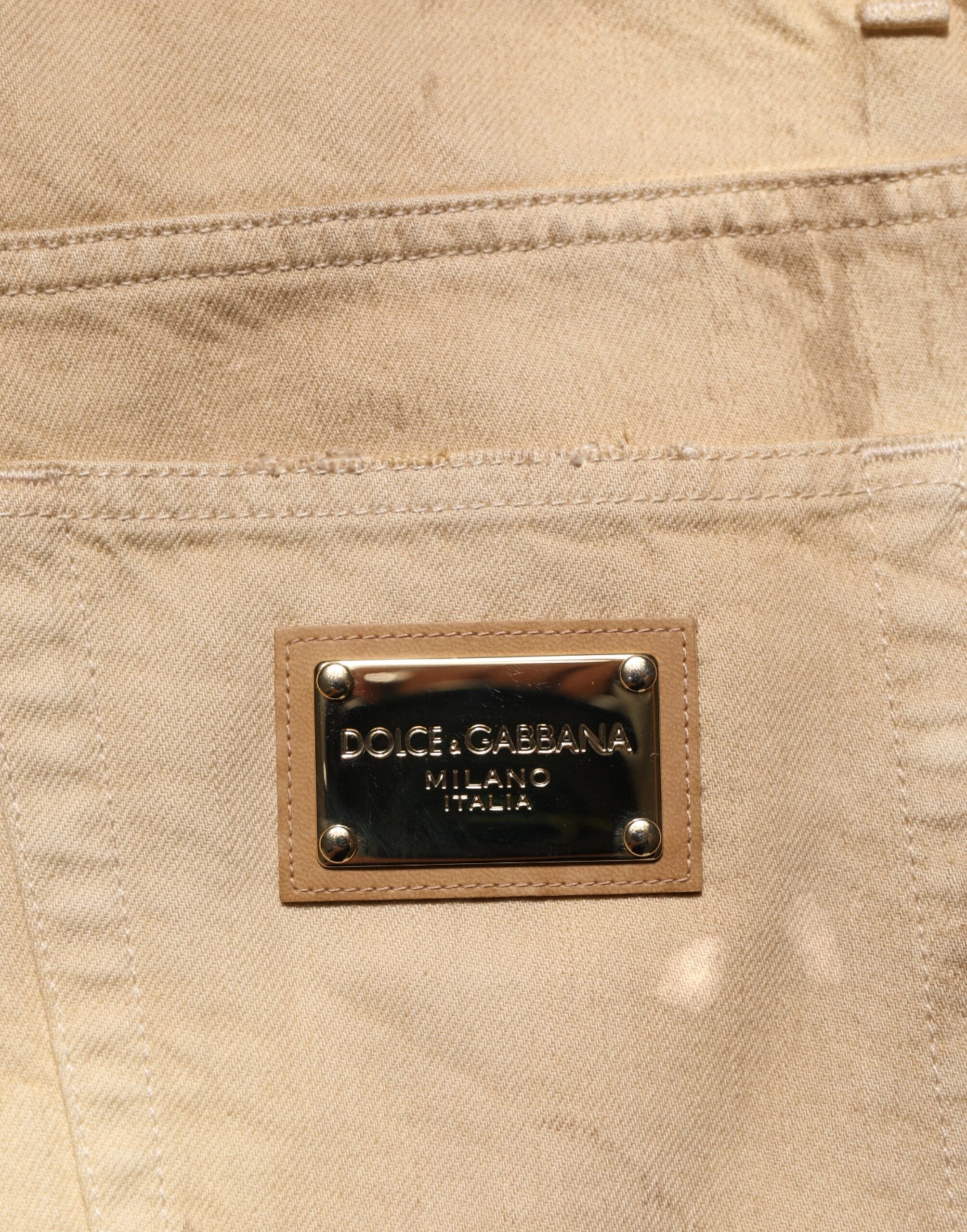 Dolce & Gabbana Beige Cotton Loose Distressed Men's Denim Jeans