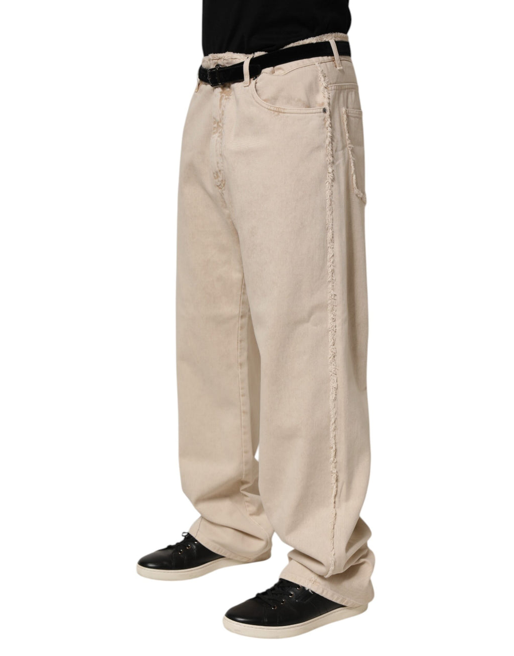Dolce & Gabbana Beige Baumwolle Straight Denim Hosenjeans