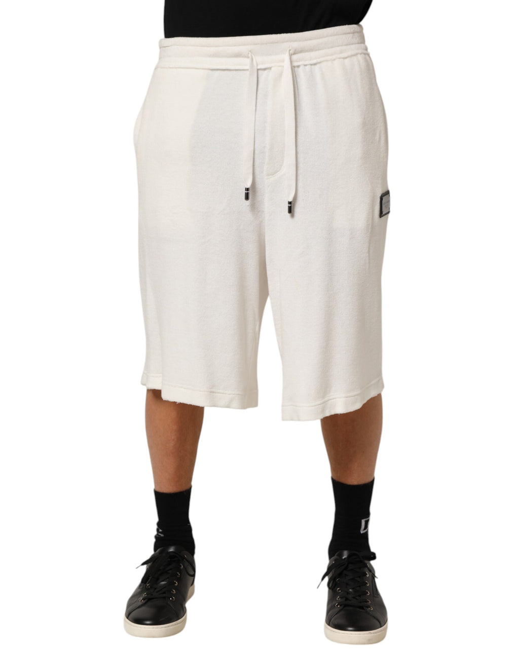 Dolce & Gabbana Weiße Baumwolle Logo Plaque Männer Bermuda Shorts