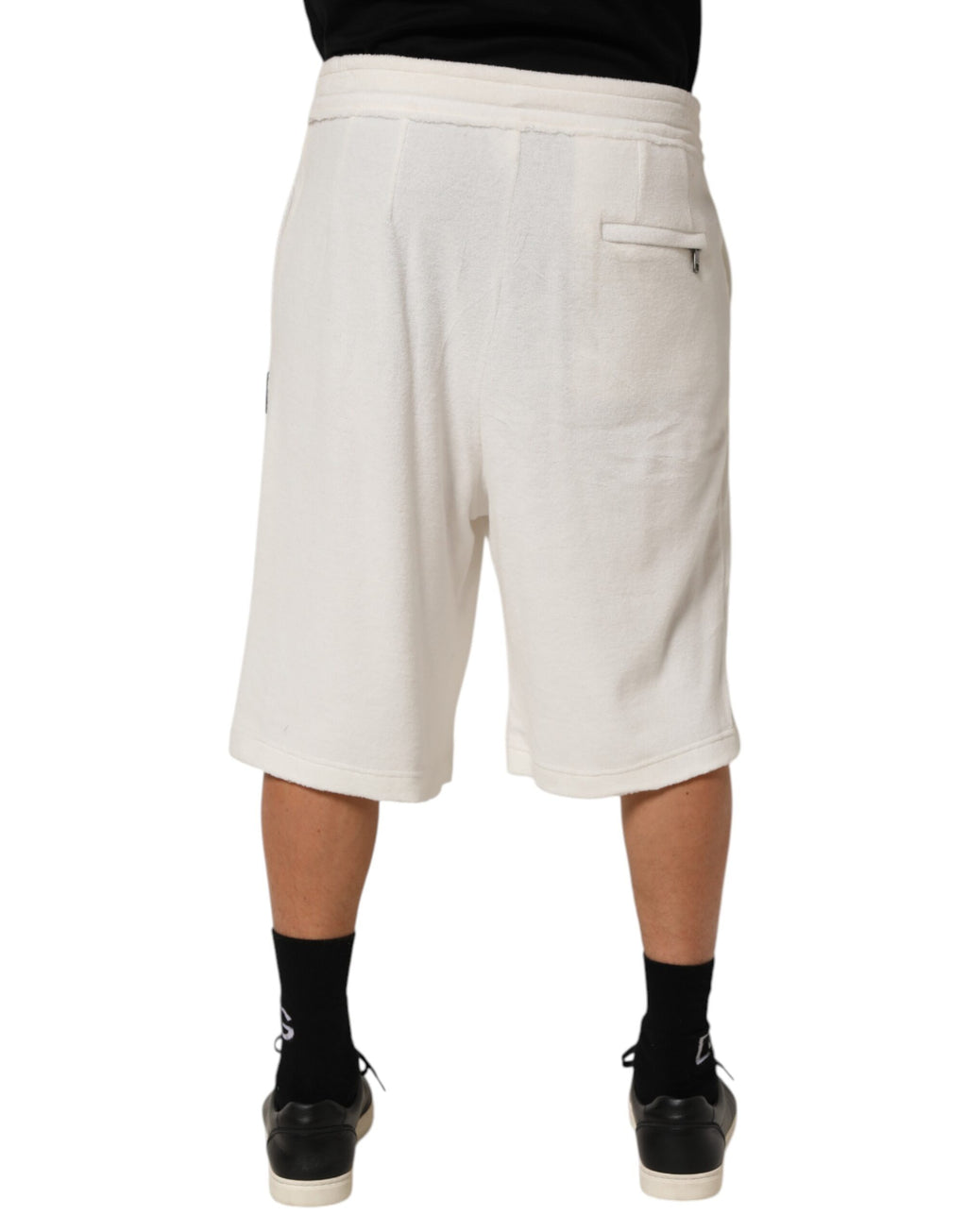Dolce & Gabbana Weiße Baumwolle Logo Plaque Männer Bermuda Shorts