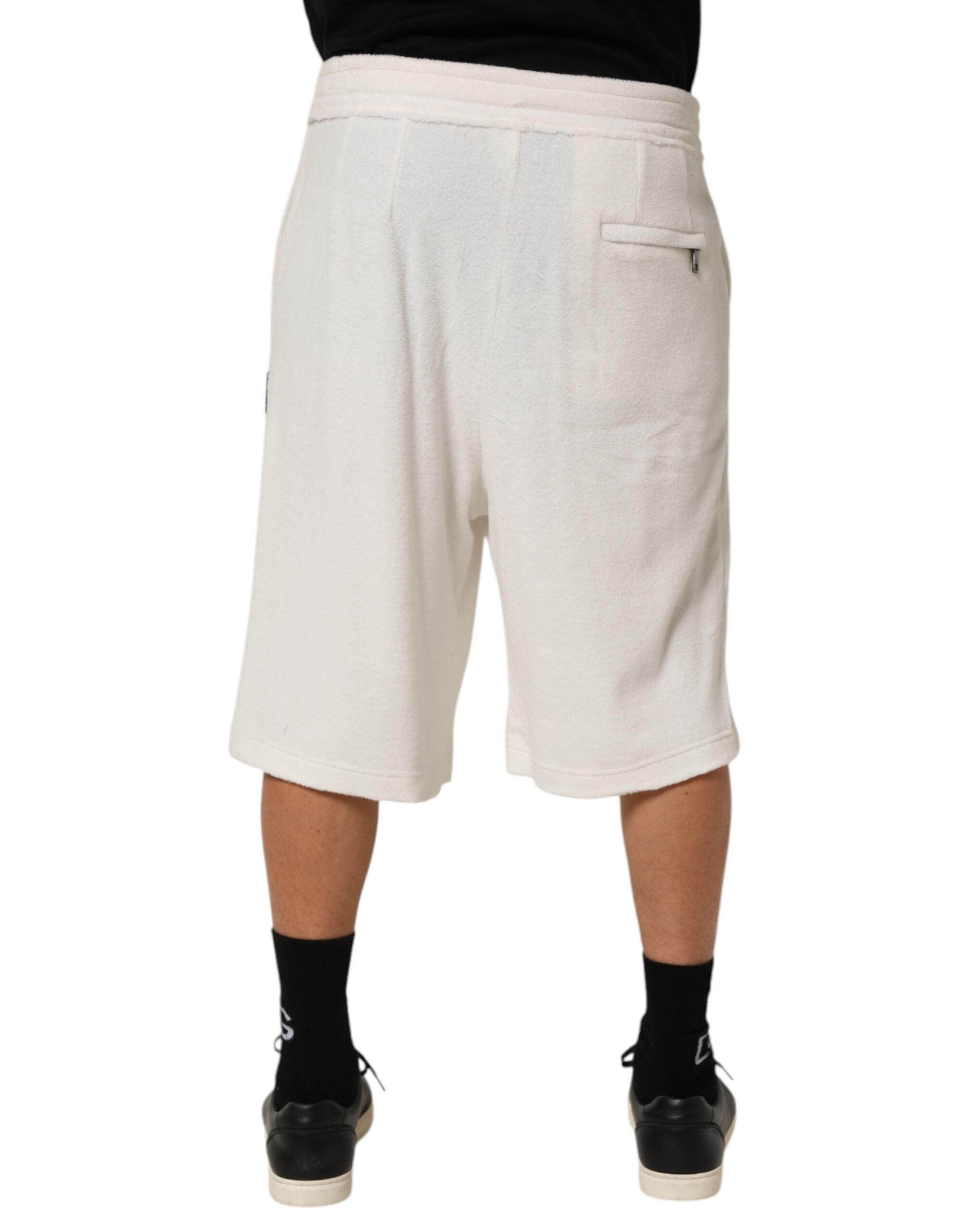 Dolce & Gabbana Weiße Baumwolle Logo Plaque Männer Bermuda Shorts