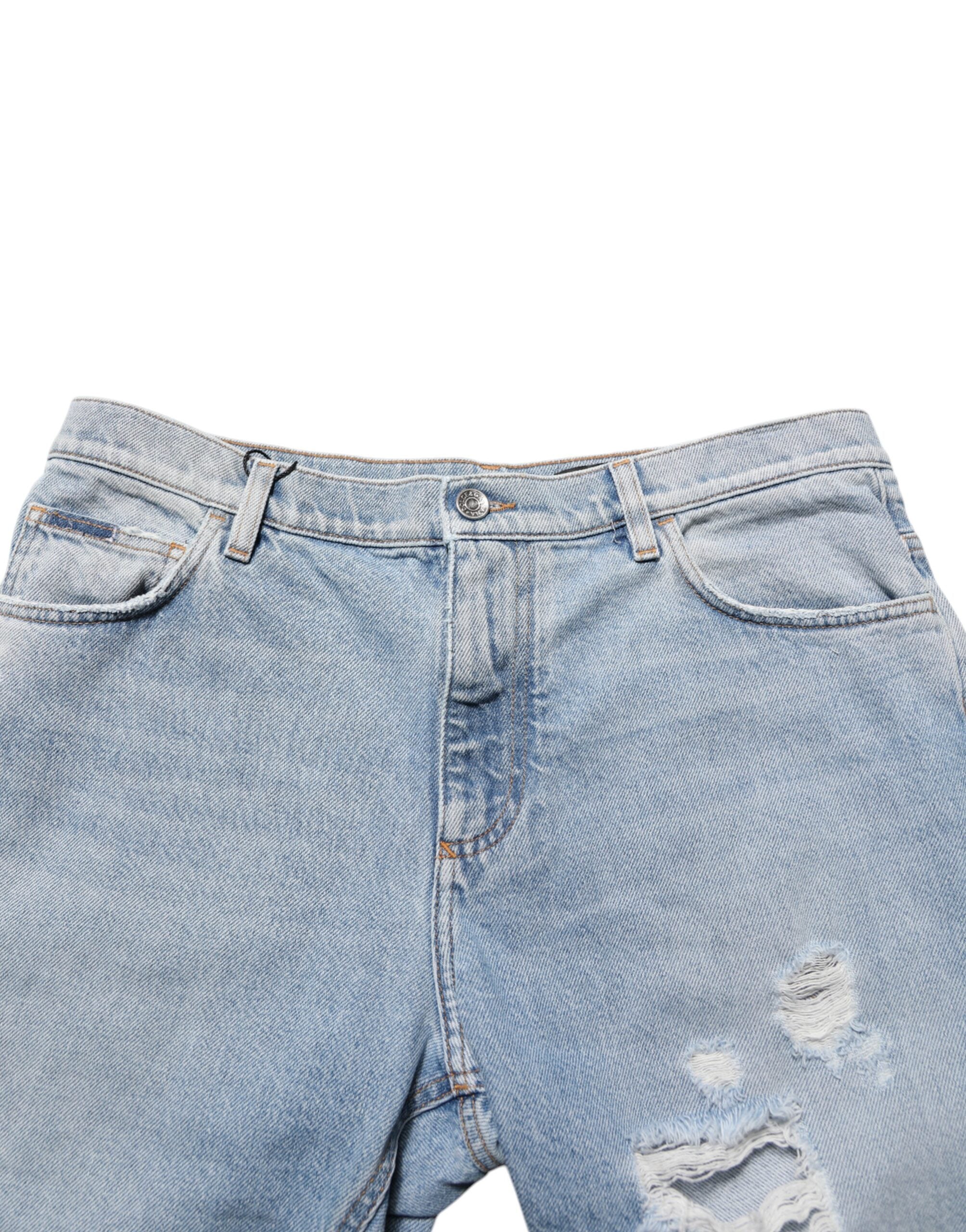 Dolce & Gabbana Bermudashorts aus blauem Baumwoll-Distorted Denim