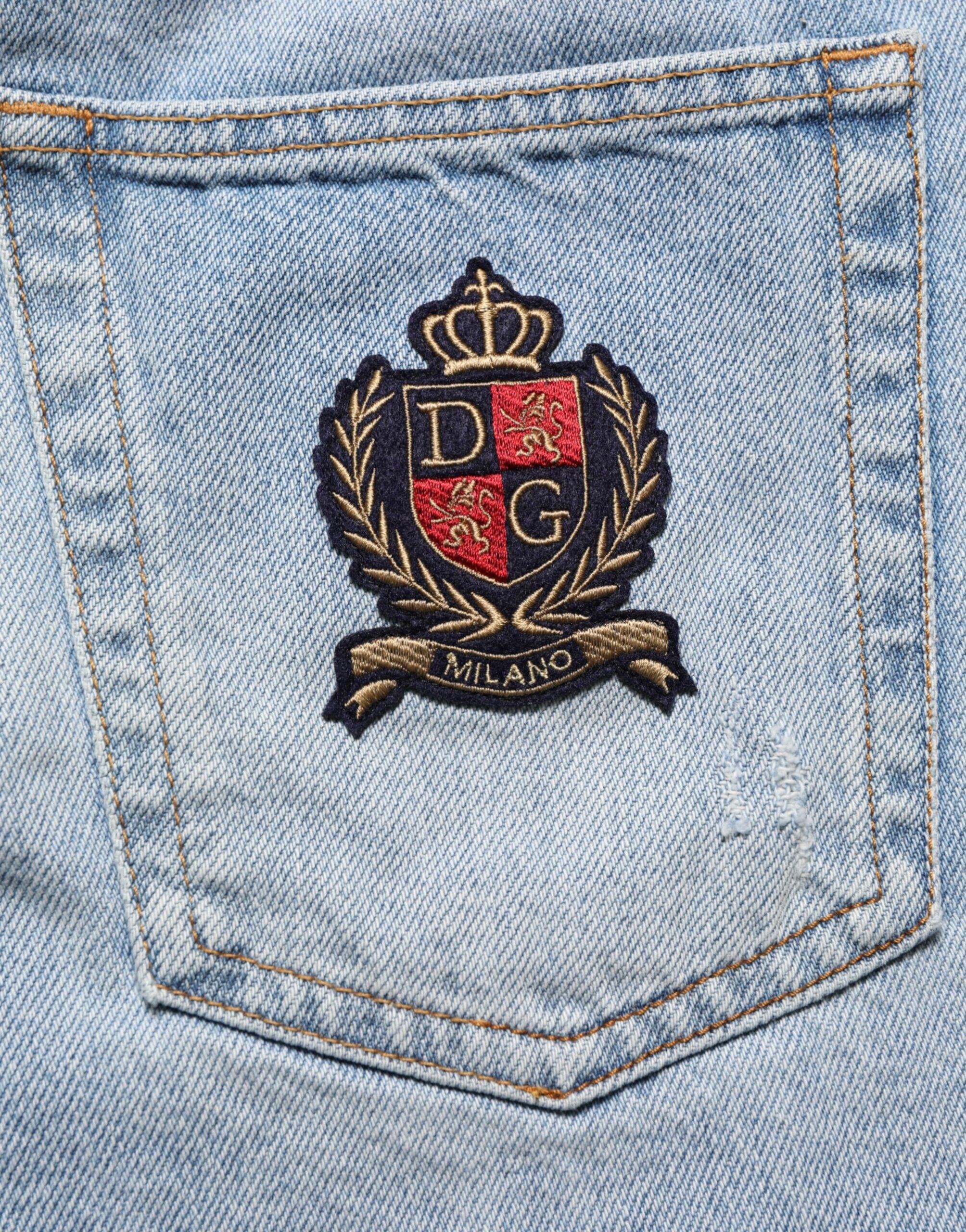 Dolce & Gabbana Bermudashorts aus blauem Baumwoll-Distorted Denim