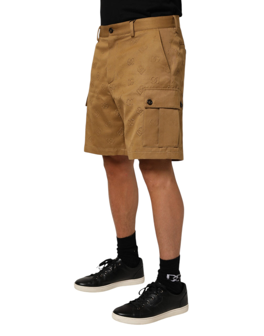 Dolce & Gabbana Brown Stretch Cotton Cargo Bermuda Shorts with Logo