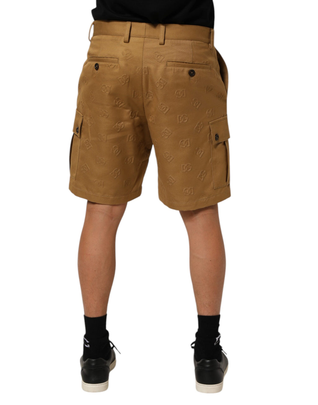 Dolce & Gabbana Brown Stretch Cotton Cargo Bermuda Shorts with Logo