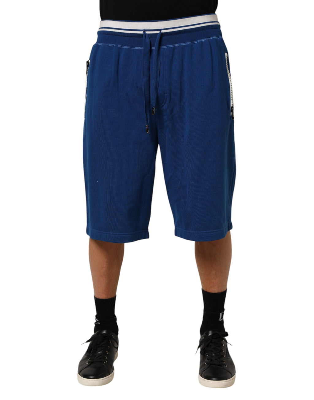 Dolce & Gabbana Blue Cotton Blend Sweatpants Shorts