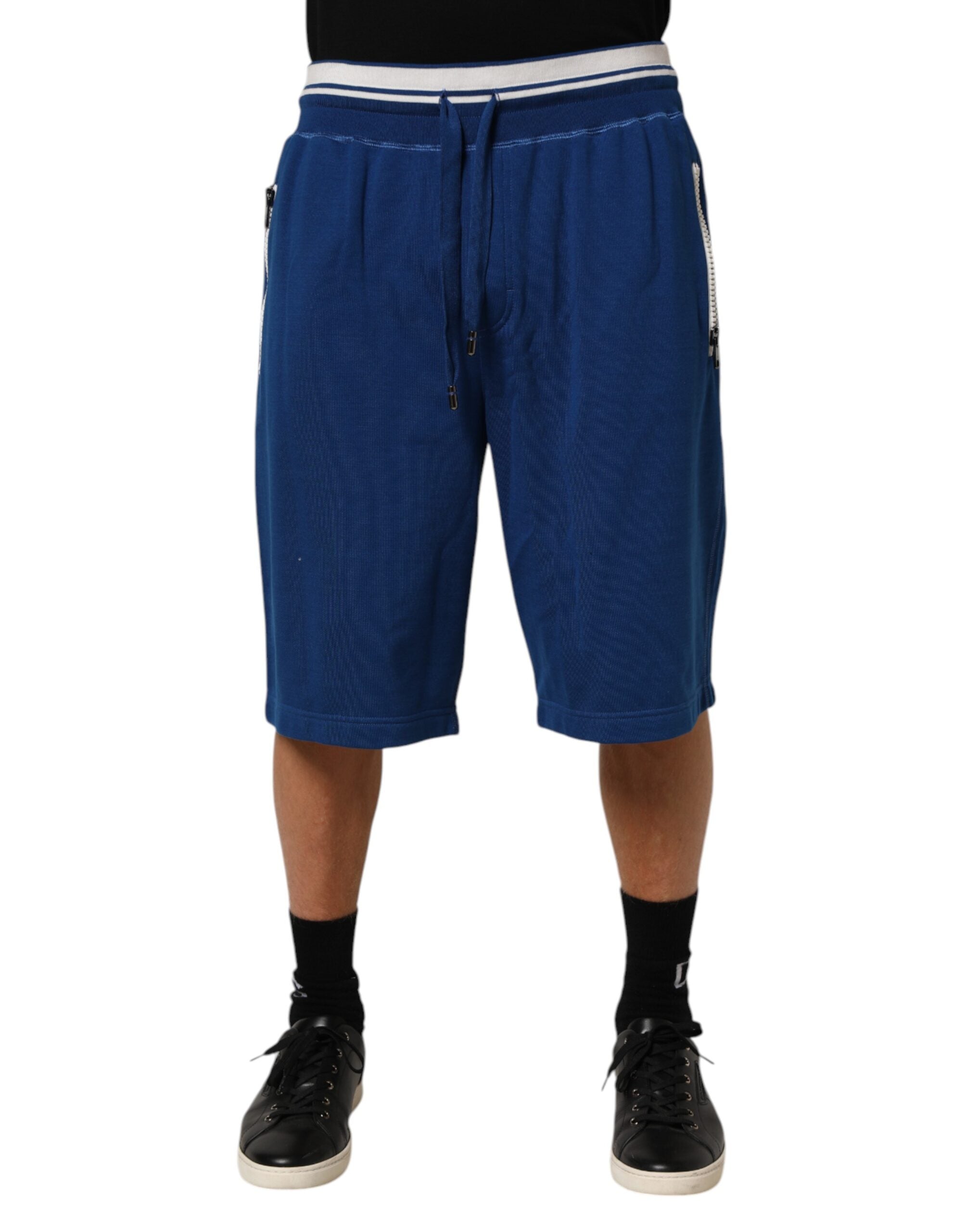 Dolce & Gabbana Blue Cotton Blend Sweatpants Shorts