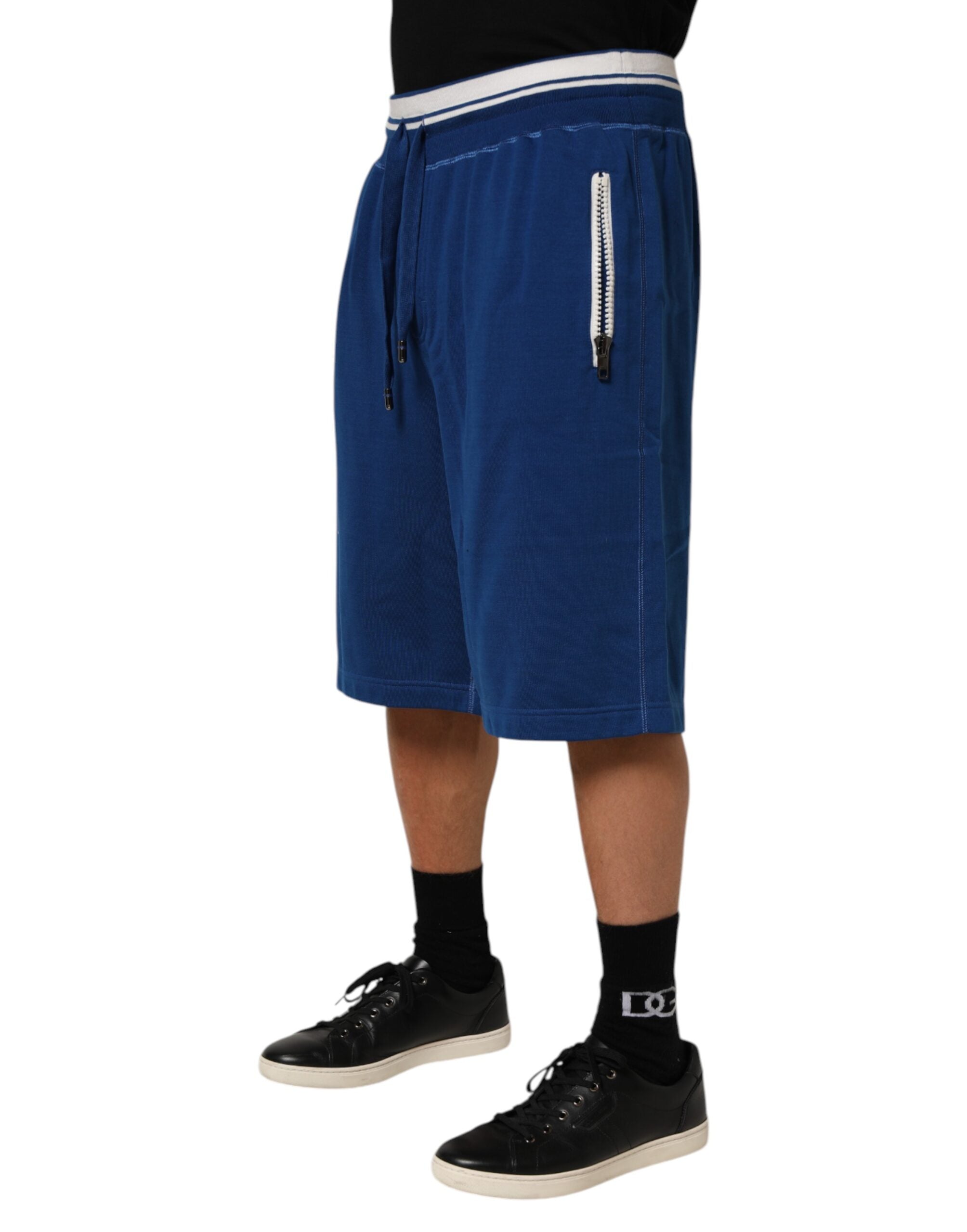Dolce & Gabbana Blue Cotton Blend Sweatpants Shorts