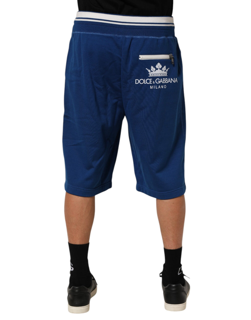 Dolce & Gabbana Blue Cotton Blend Sweatpants Shorts
