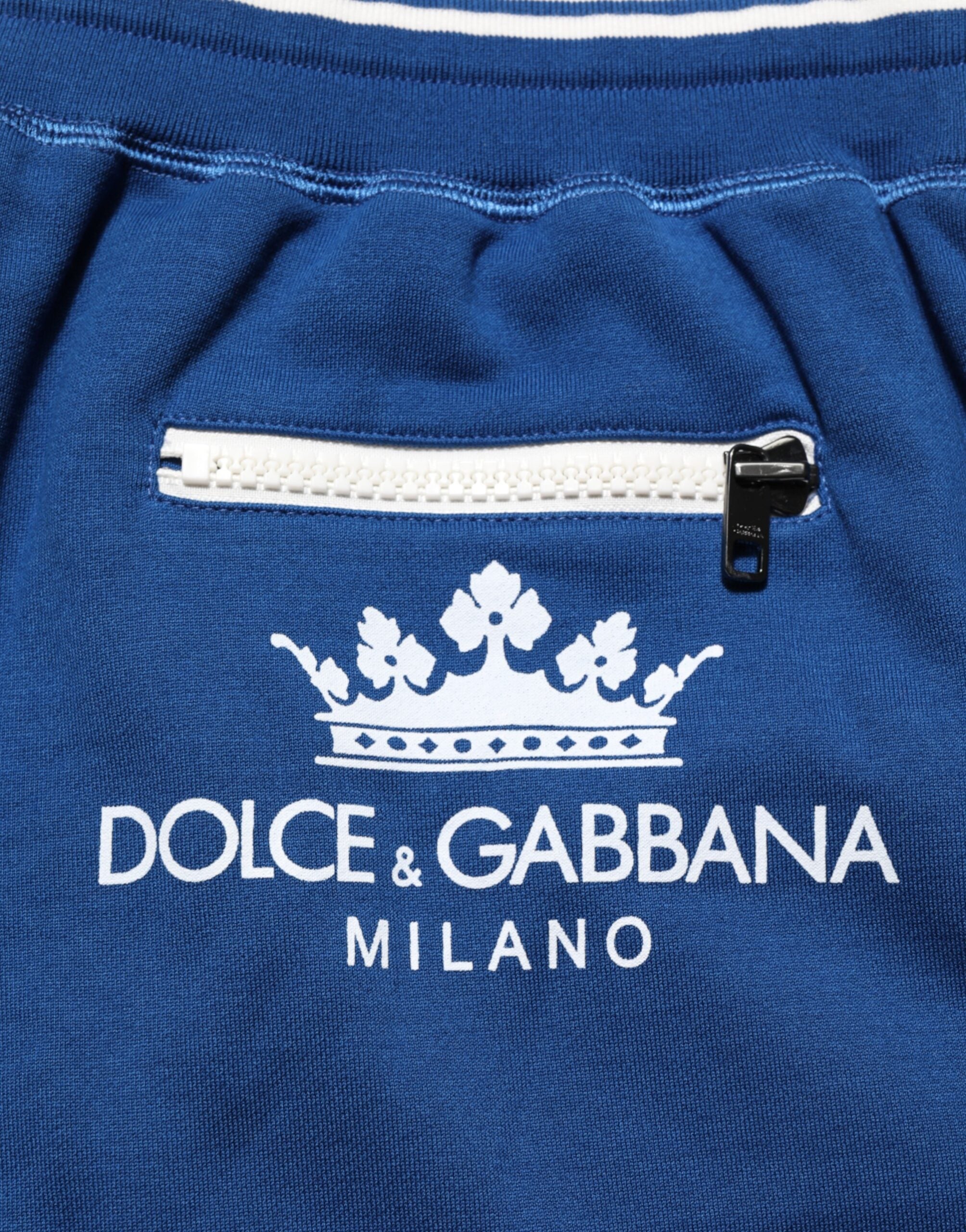 Dolce & Gabbana Blue Cotton Blend Sweatpants Shorts