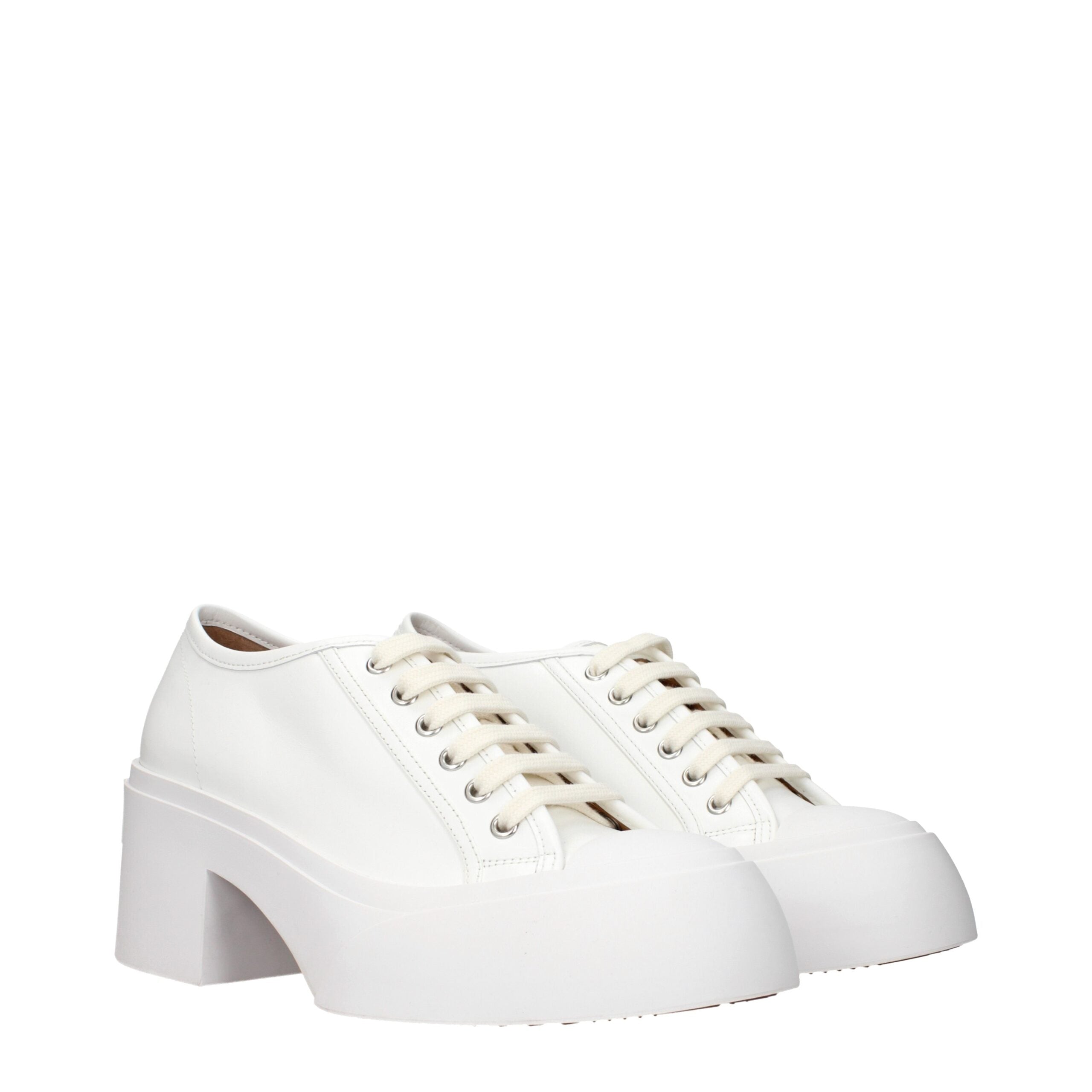 Marni Weiße Leder Plateau-Sneaker