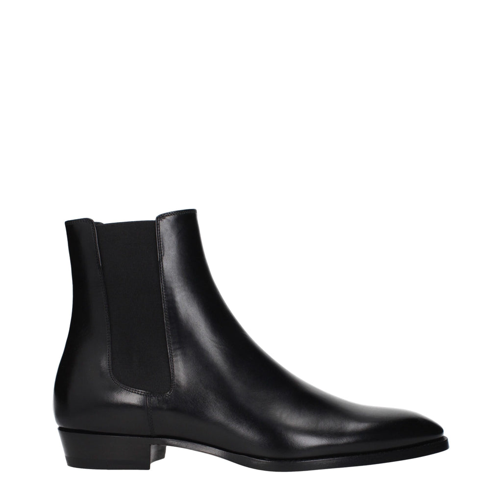 Celine Schwarze Leder-Stiefeletten