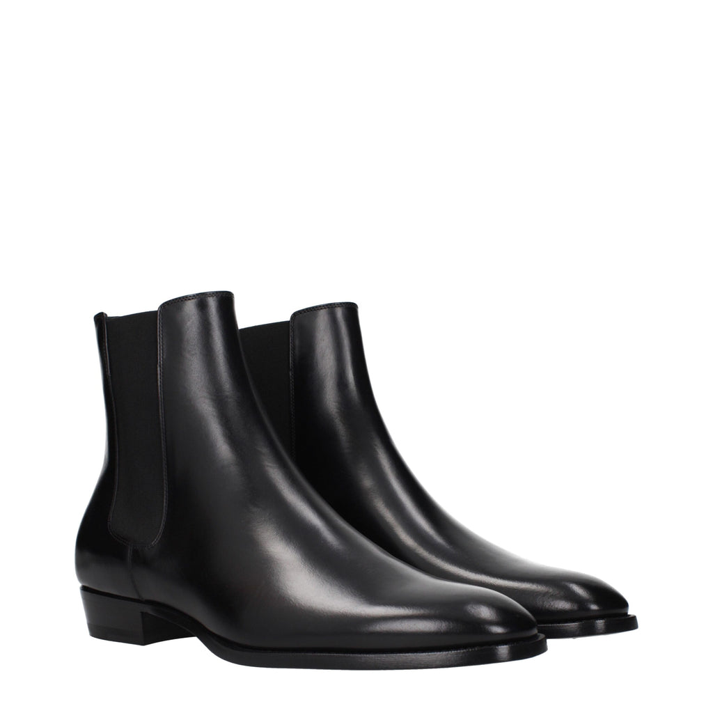 Celine Schwarze Leder-Stiefeletten