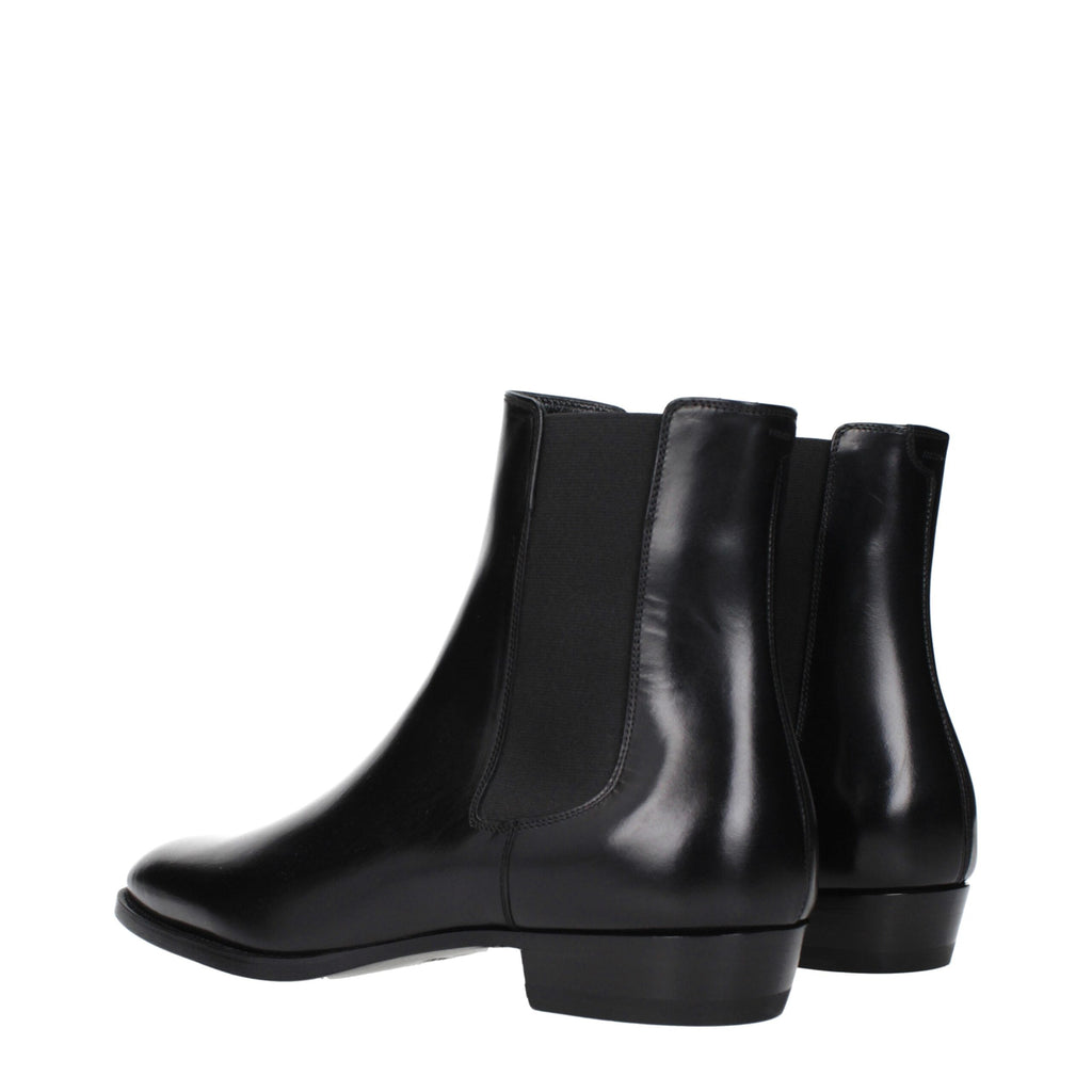 Celine Schwarze Leder-Stiefeletten
