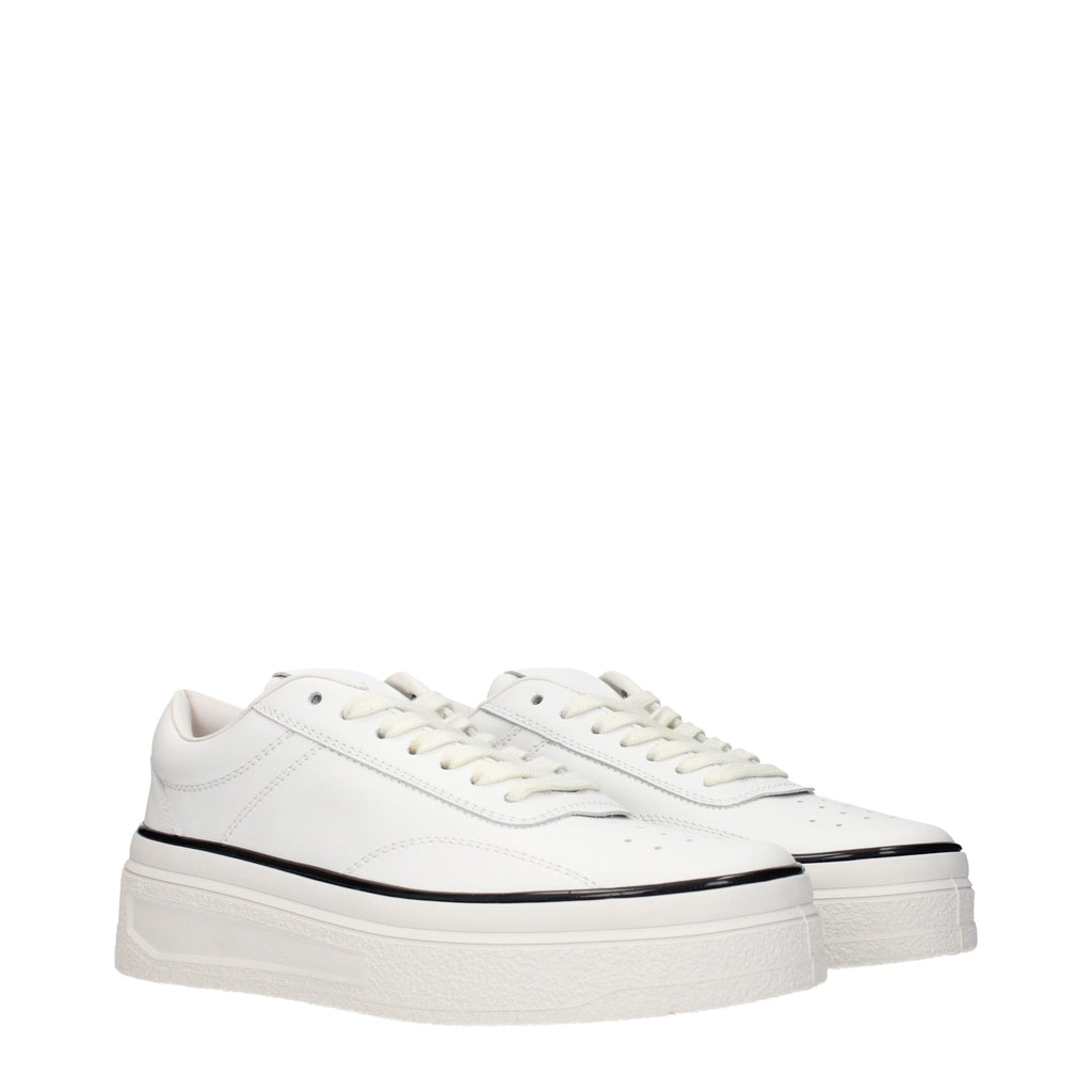 Jil Sander Weiße Leder Plateau-Sneaker