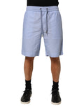 Dolce & Gabbana Hellblaue Leinen Bermudashorts für Männer mit mittlerer Taille