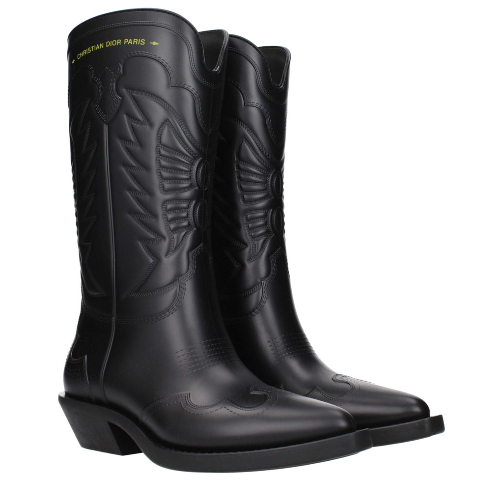Christian Dior Schwarze Baumwollstiefel