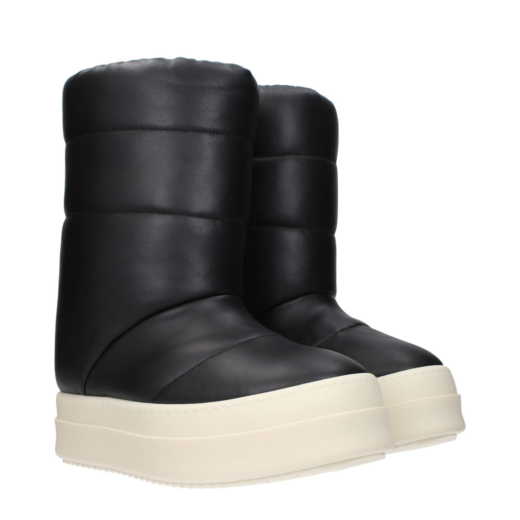 Rick Owens Schwarze Leder-Stiefeletten