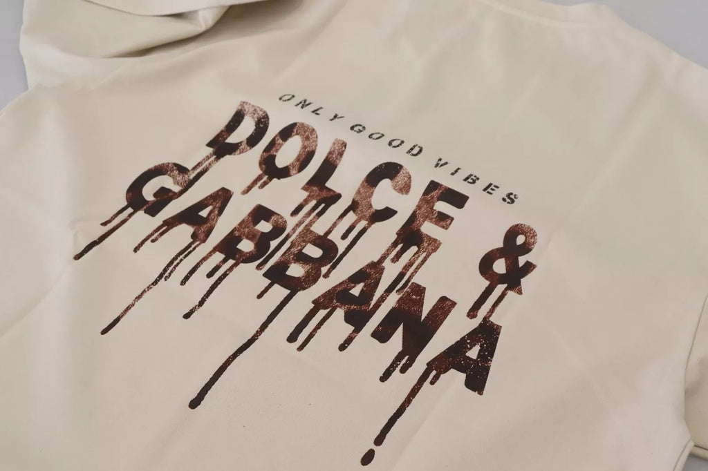 Dolce & Gabbana Ivory Cotton Ivory Printed Round Neck