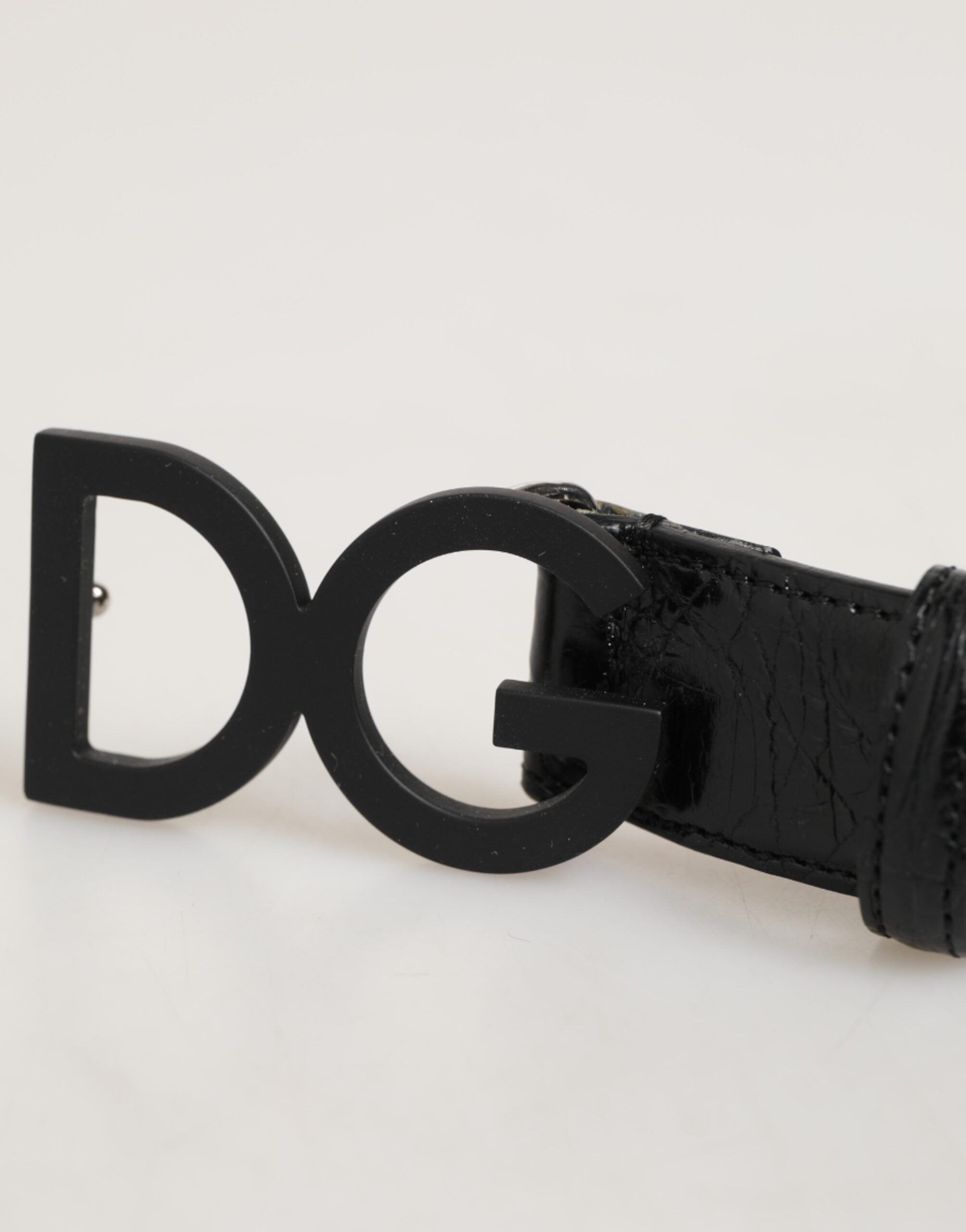 Dolce & Gabbana Schwarzer Exotenleder-Gürtel mit Metall-Logo-Schnalle