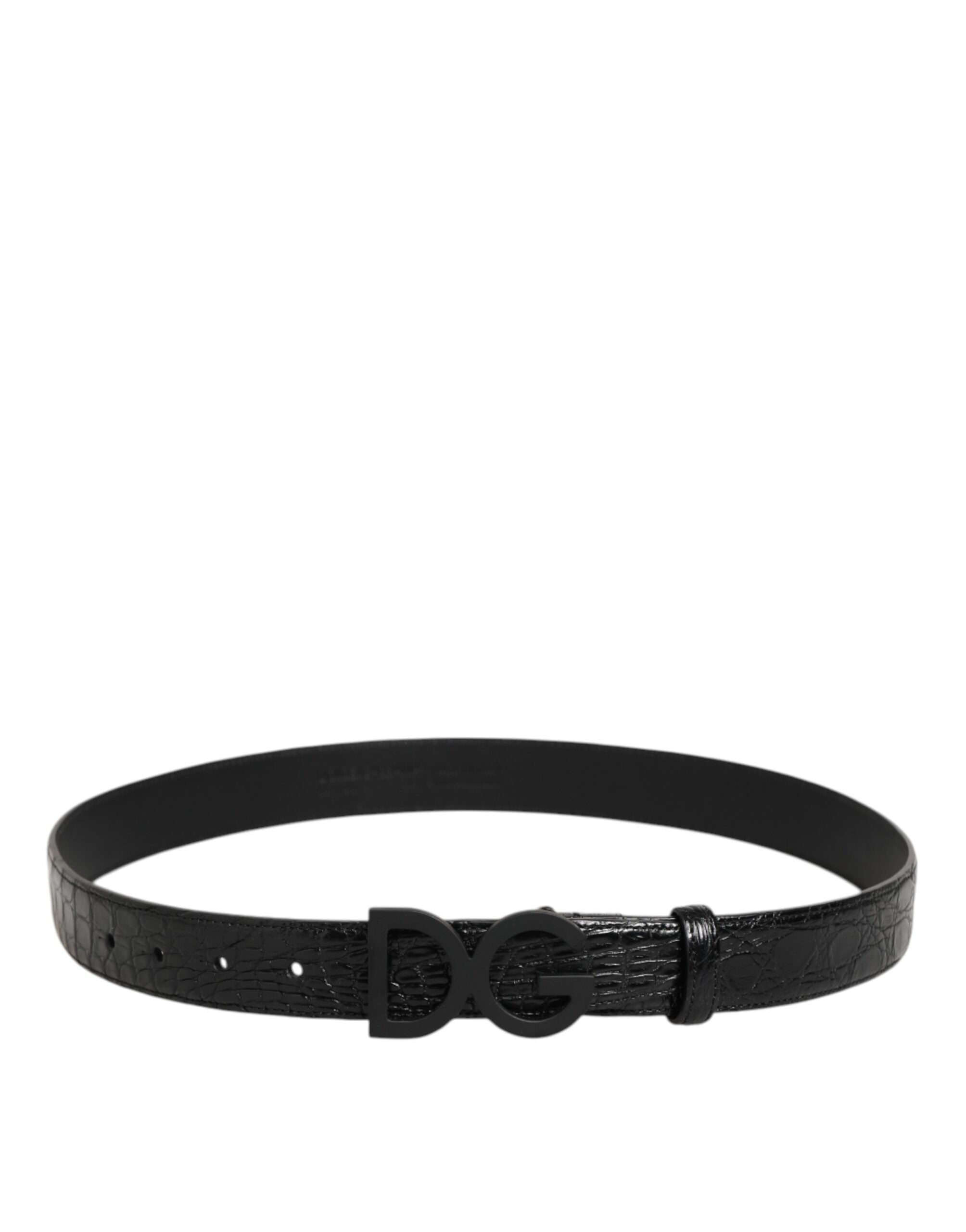 Dolce & Gabbana Schwarzer Exotenleder-Gürtel mit Metall-Logo-Schnalle