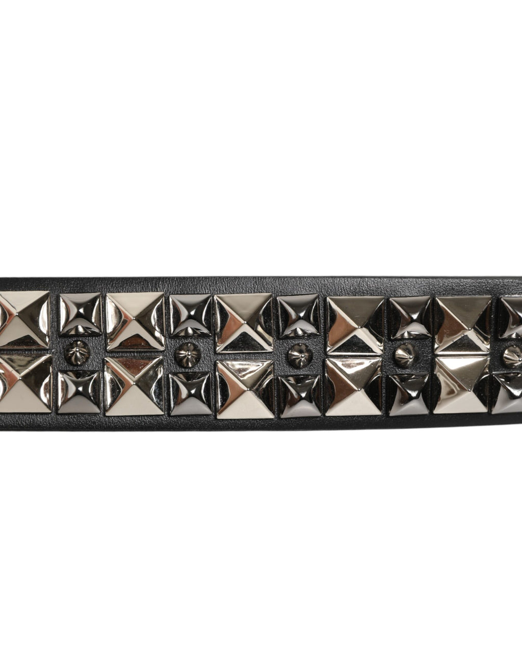 Dolce & Gabbana Black Calfskin Studded Belt with Silver Buckle