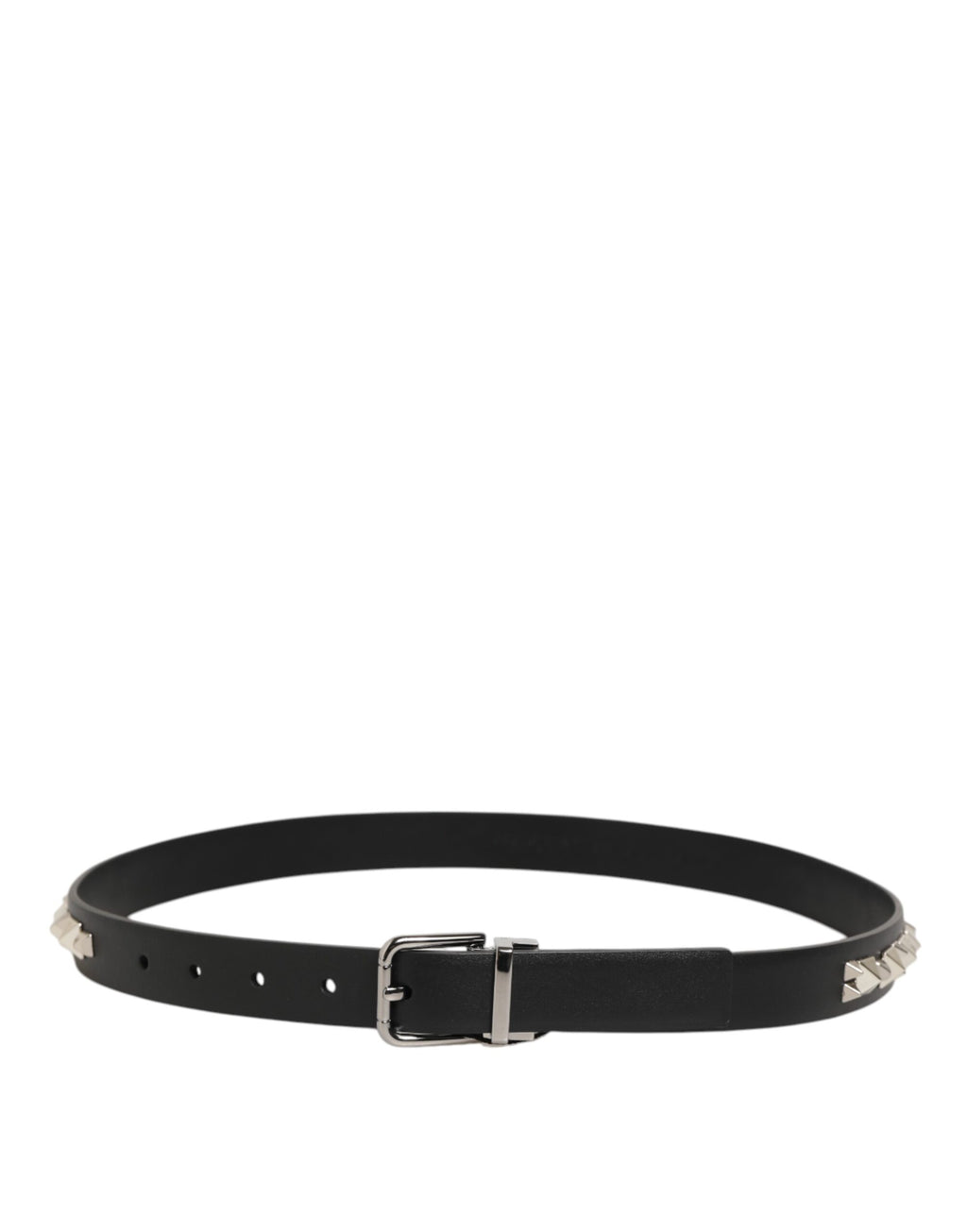 Dolce & Gabbana Schwarzer Leder Nietengürtel mit silberfarbener Schnalle