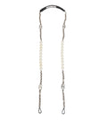 Dolce & Gabbana Schwarzes Leder Perle Kette Tasche Accessoire Schulterriemen