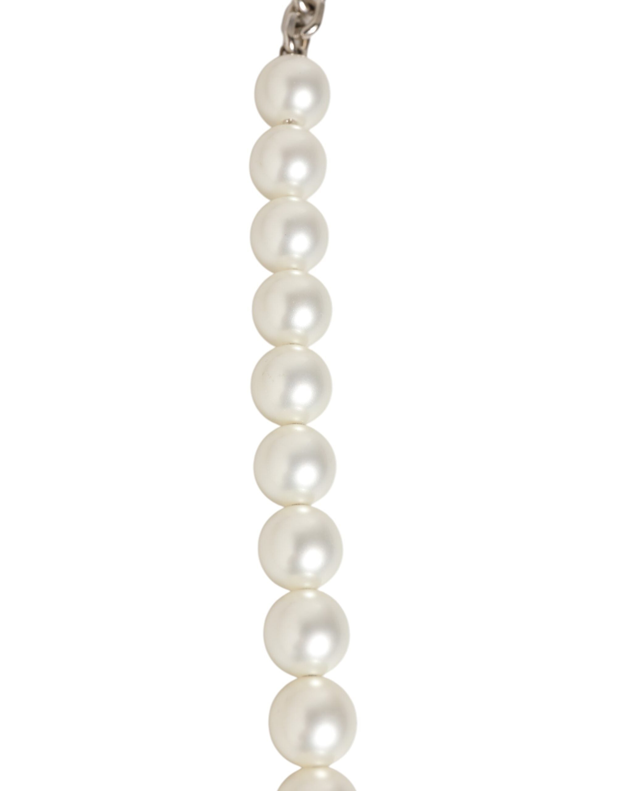 Dolce & Gabbana Schwarzes Leder Perle Kette Tasche Accessoire Schulterriemen