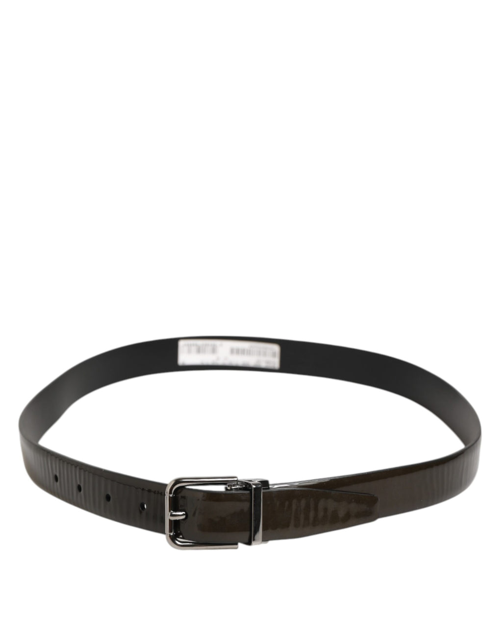 Dolce & Gabbana Brown Glossy Leather Belt with Metal Buckle