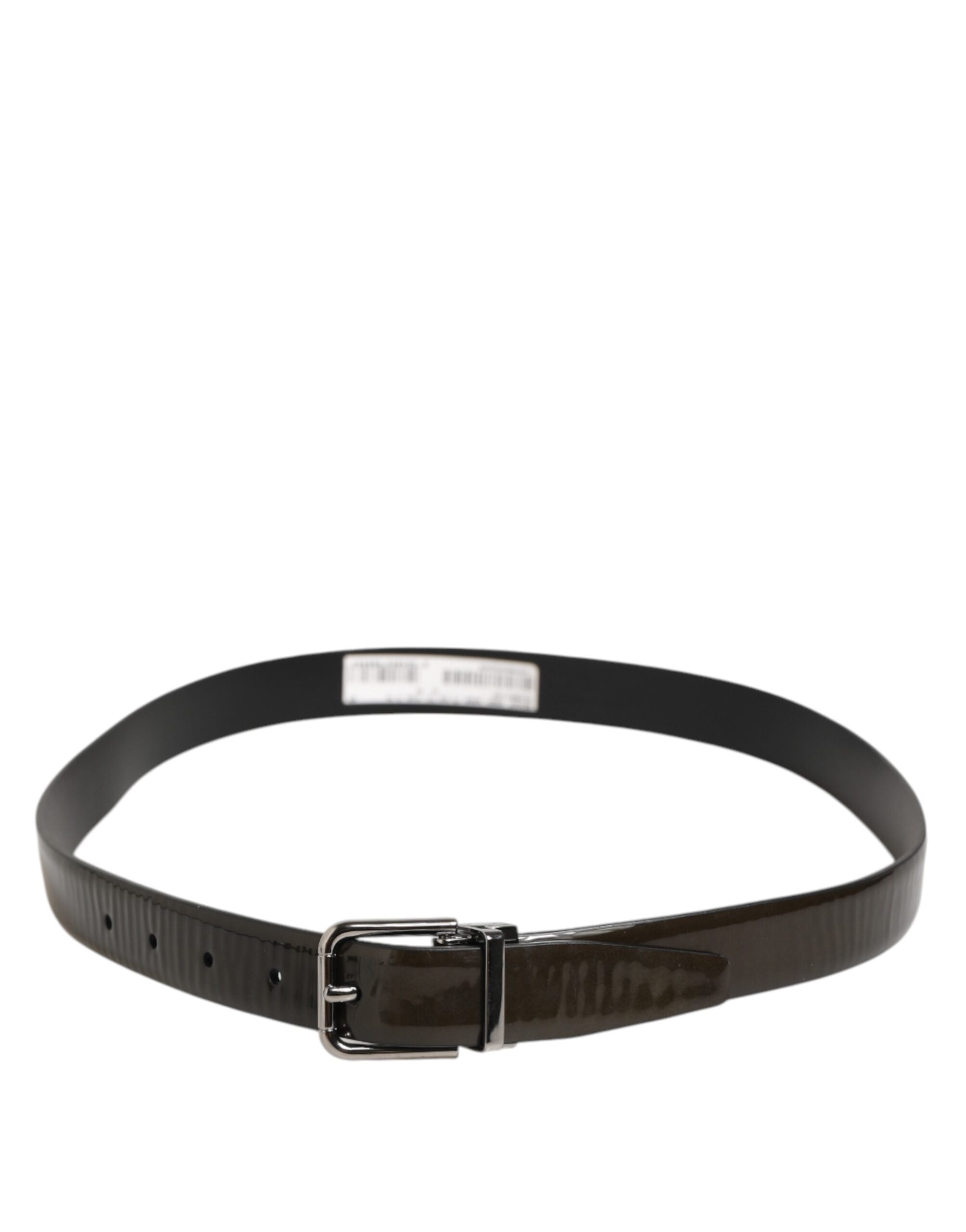 Dolce & Gabbana Brown Glossy Leather Belt with Metal Buckle