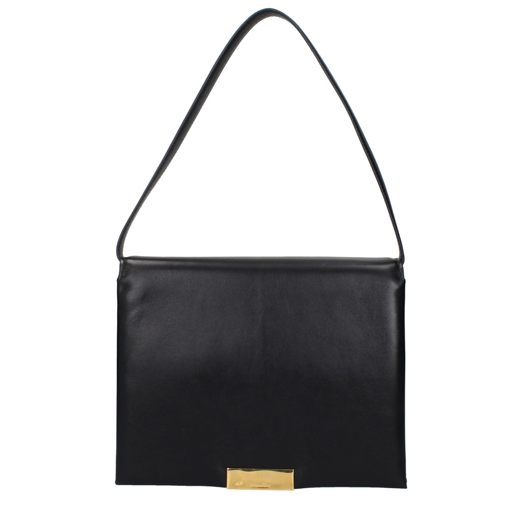 Jil Sander Schwarze Leder Umhängetasche