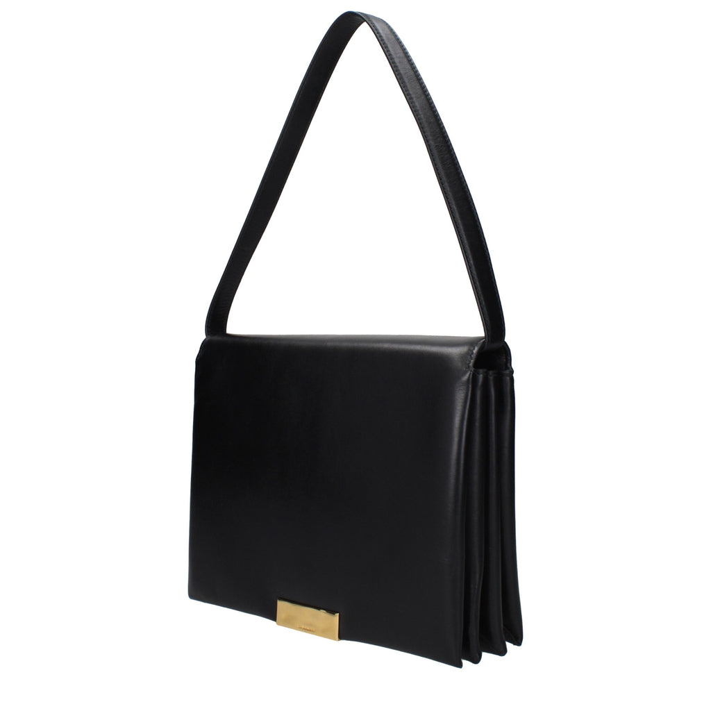 Jil Sander Schwarze Leder Umhängetasche