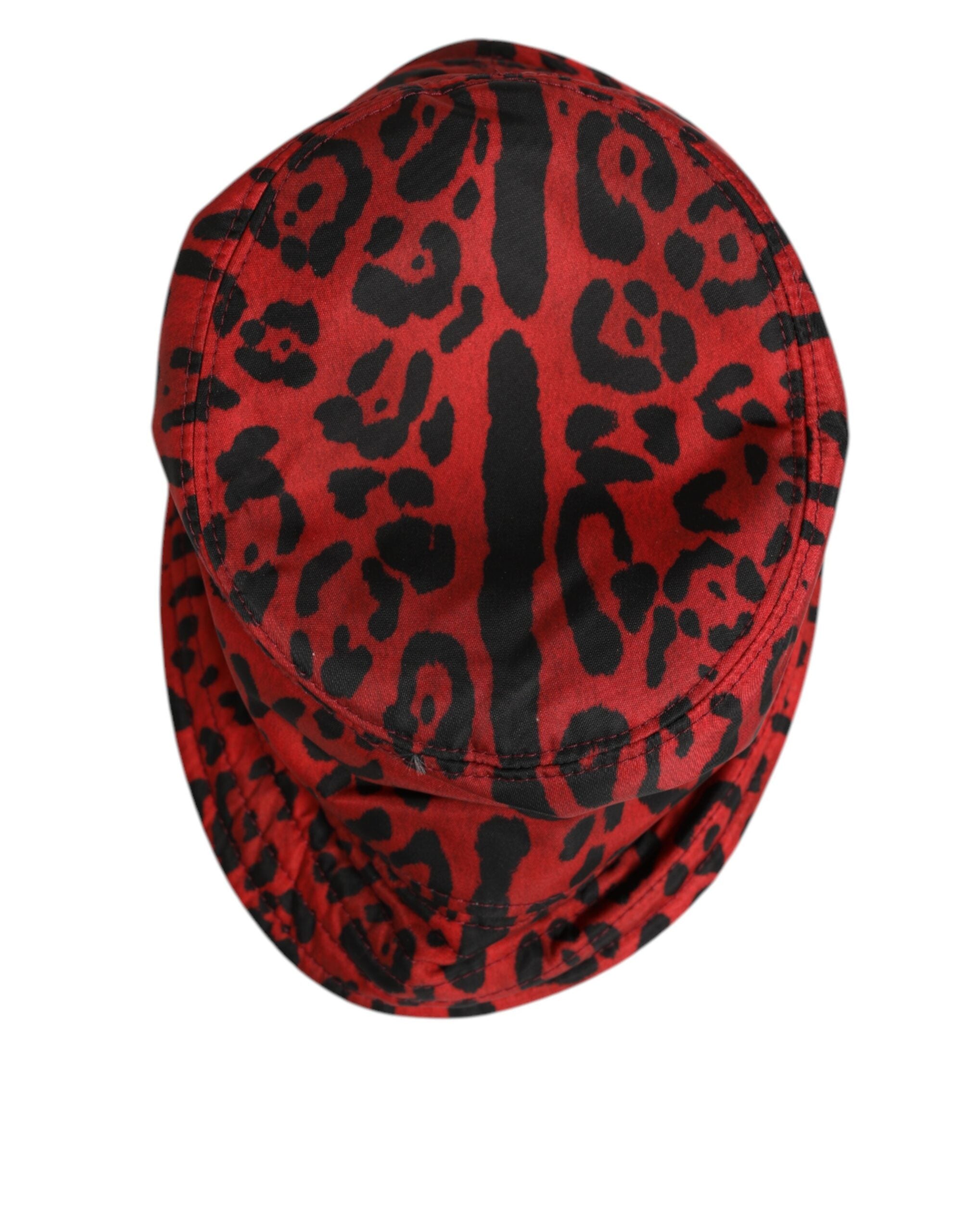 Dolce & Gabbana Red Black Nylon Leopard Print Bucket Men's Cap Hat