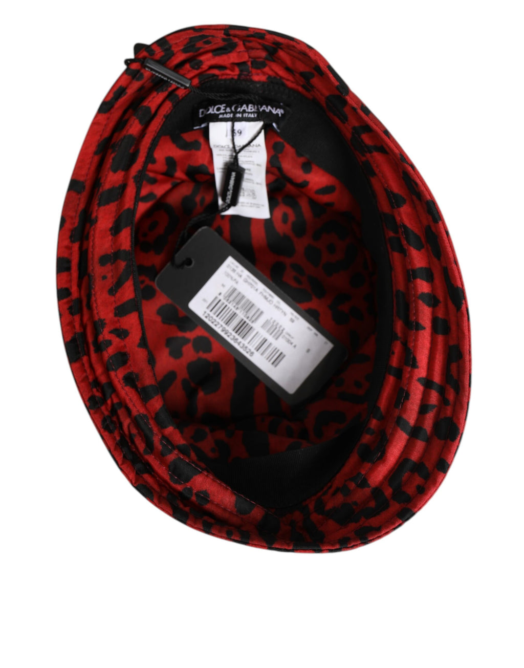 Dolce & Gabbana Red Black Nylon Leopard Print Bucket Men's Cap Hat