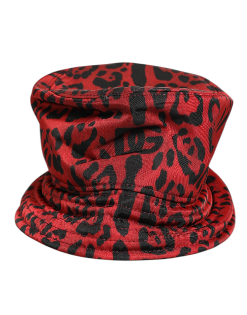 Dolce & Gabbana Red Black Nylon Leopard Print Bucket Men's Cap Hat