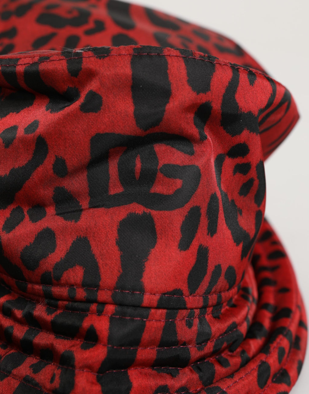 Dolce & Gabbana Red Black Nylon Leopard Print Bucket Men's Cap Hat
