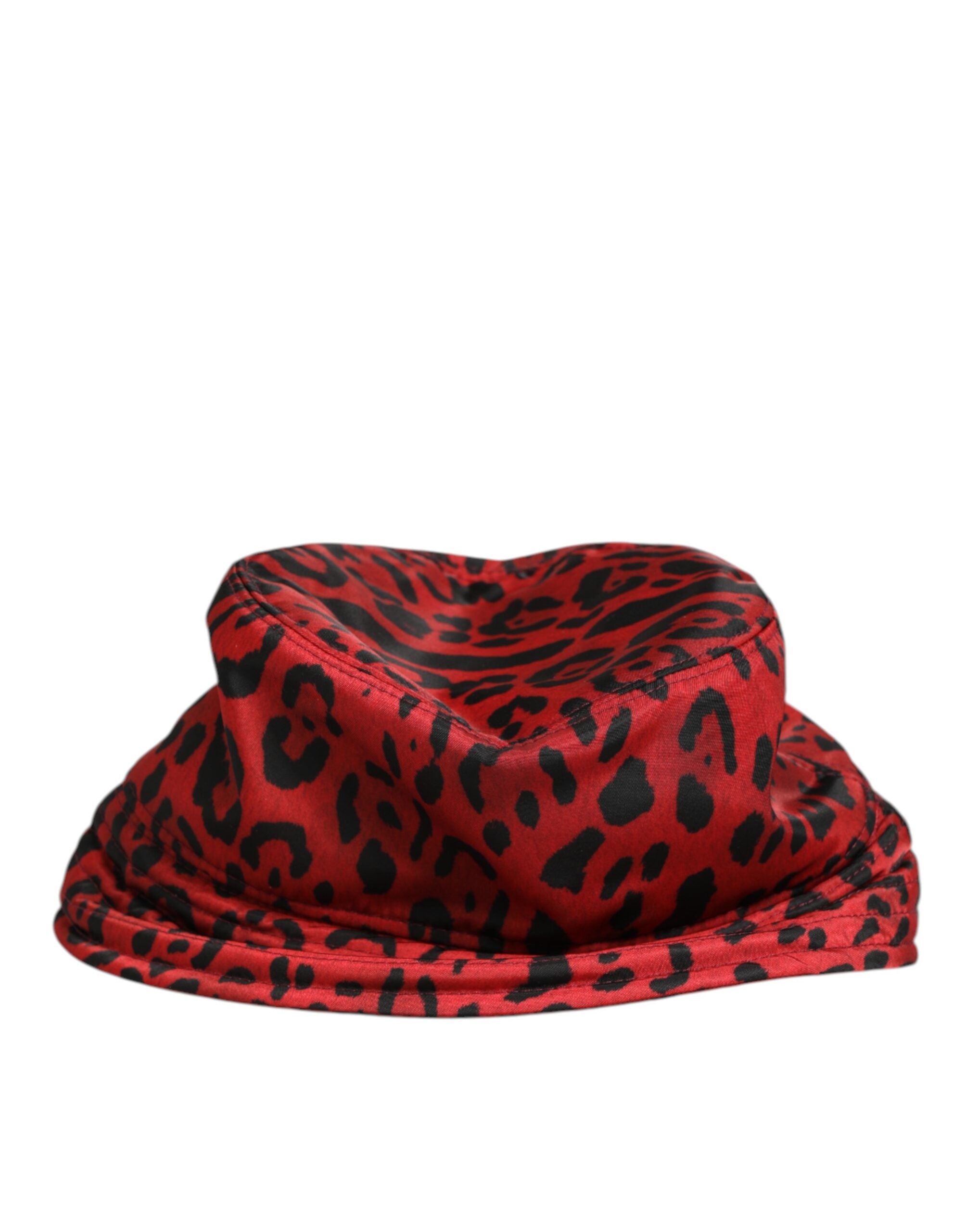 Dolce & Gabbana Red Black Nylon Leopard Print Bucket Men's Cap Hat