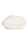 Dolce & Gabbana White Cotton Blend Leather Trim Flat Men's Cap Hat
