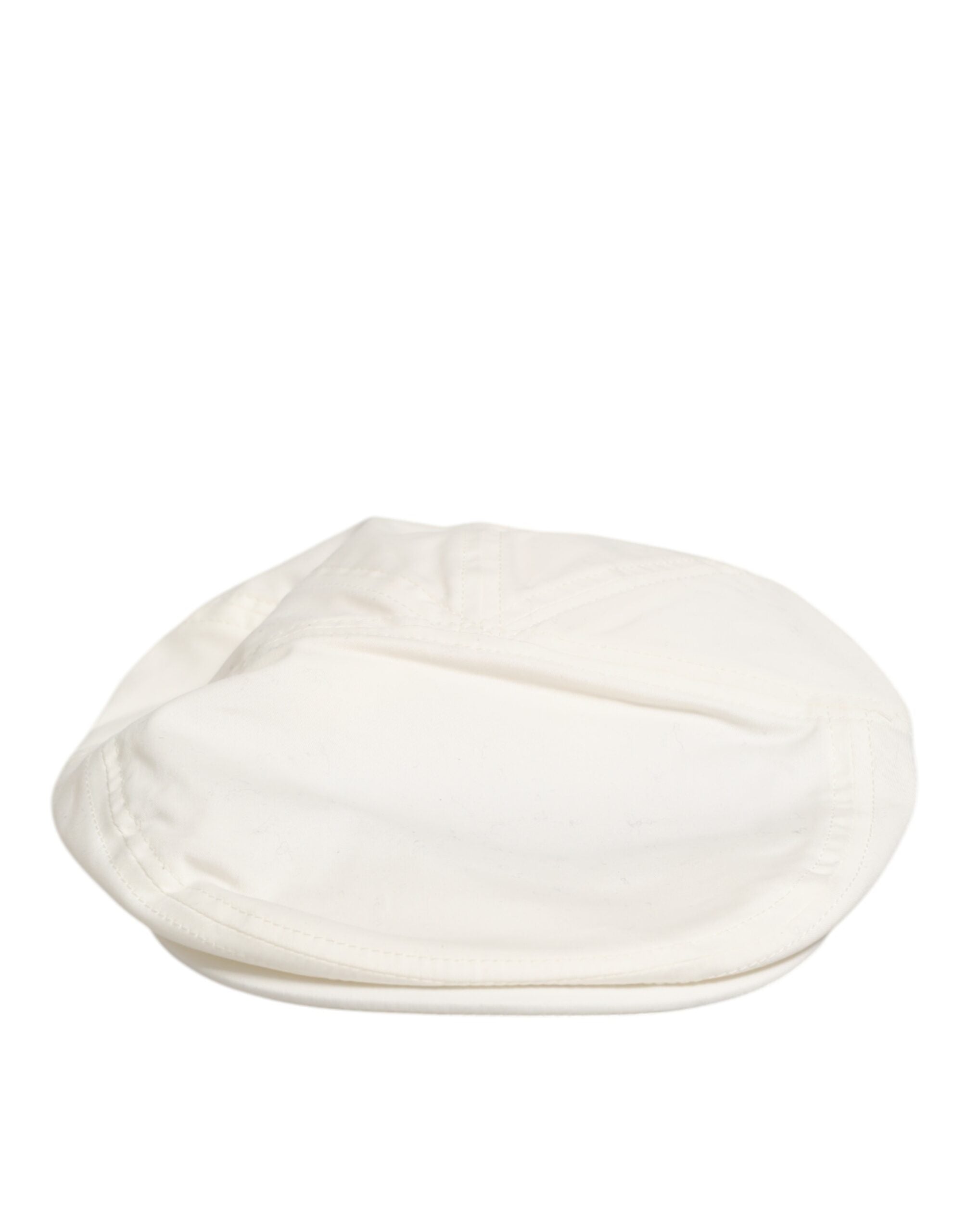 Dolce & Gabbana White Cotton Blend Leather Trim Flat Men's Cap Hat